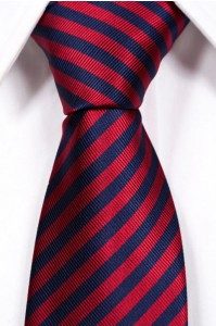 Red and blue striped necktie